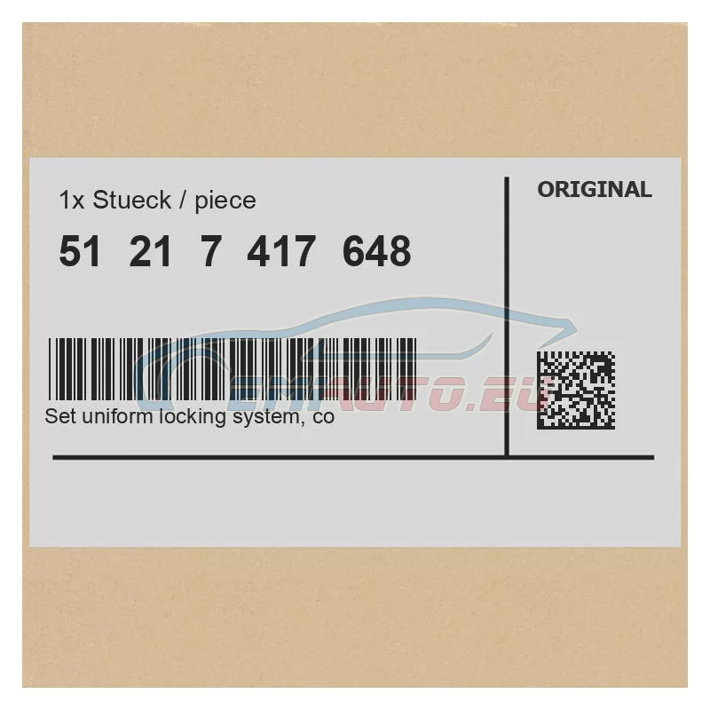 Genuine BMW Set uniform locking system, coded (51217417648)