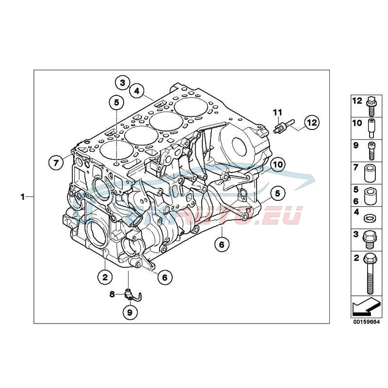 Genuine BMW Engine block with piston (11112179684)