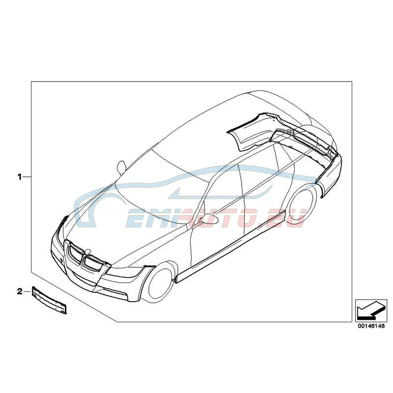 Genuine BMW Retrofit kit M aerodyn.package, paint. (51952147203)