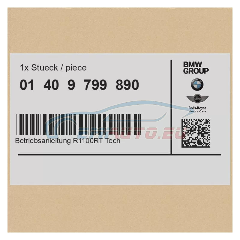 Genuine BMW Owner's handbook R1100RT, technical data (01409799890)