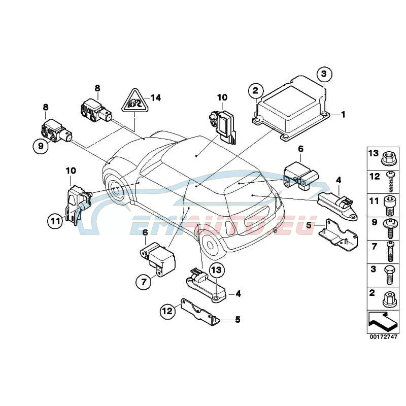 Genuine Mini Ctrl unit airbag/side airbag uncoded (65776962531)