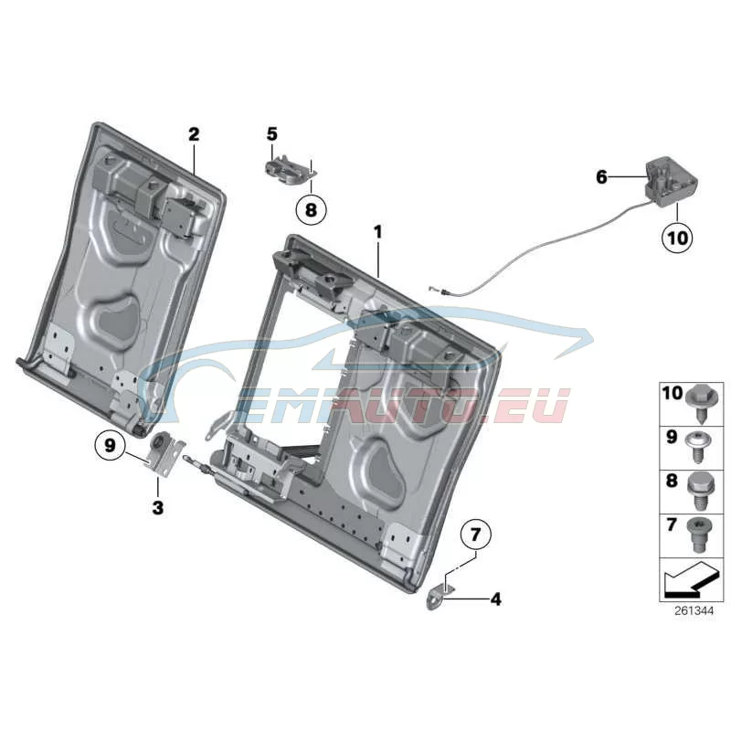 Original BMW Lehnenrahmen Durchlade links (52209162805)