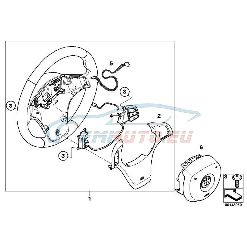 Genuine BMW Airbag module, driver's side (32303438649)