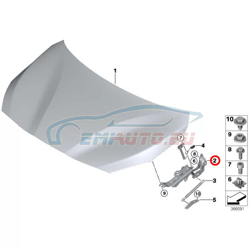 Genuine BMW LEFT ENGINE HOOD HINGE (41007391034)