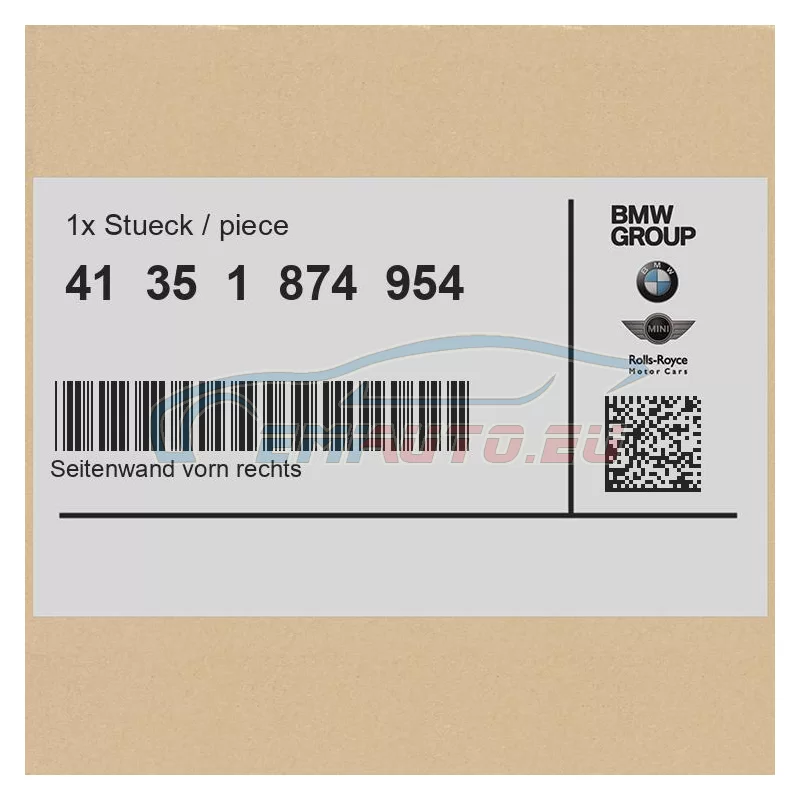 Genuine BMW Side panel, front right (41351874954)