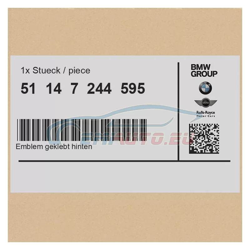 Genuine BMW EMBLEM ADHERED REAR (51147244595)