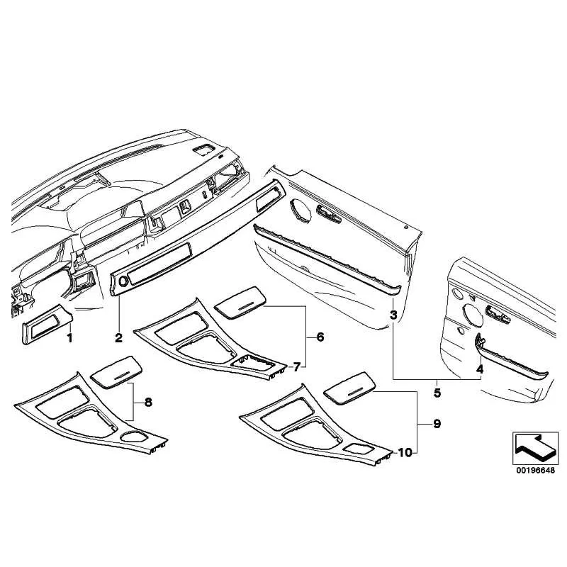 Genuine BMW Decor panel for centre console (51167975241)