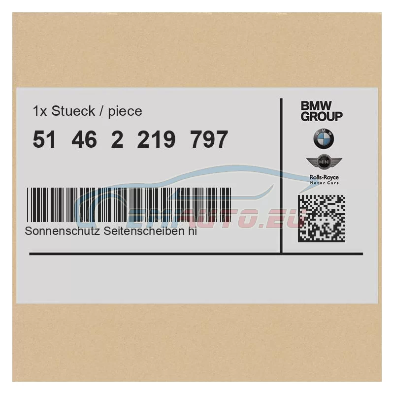 Original BMW Sonnenschutz Seitenscheiben hinten (51462219797)