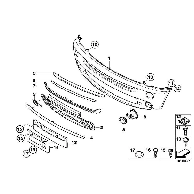 Genuine Mini Panel, bumper, primed, front (51117127924)