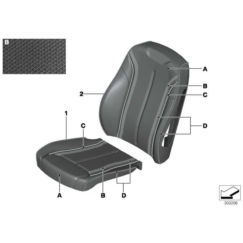 Original BMW Bezug Lehne Basissitz Leder rechts (52107985174)
