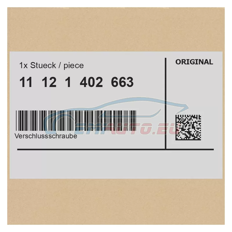 Genuine BMW Screw plug (11121402663)