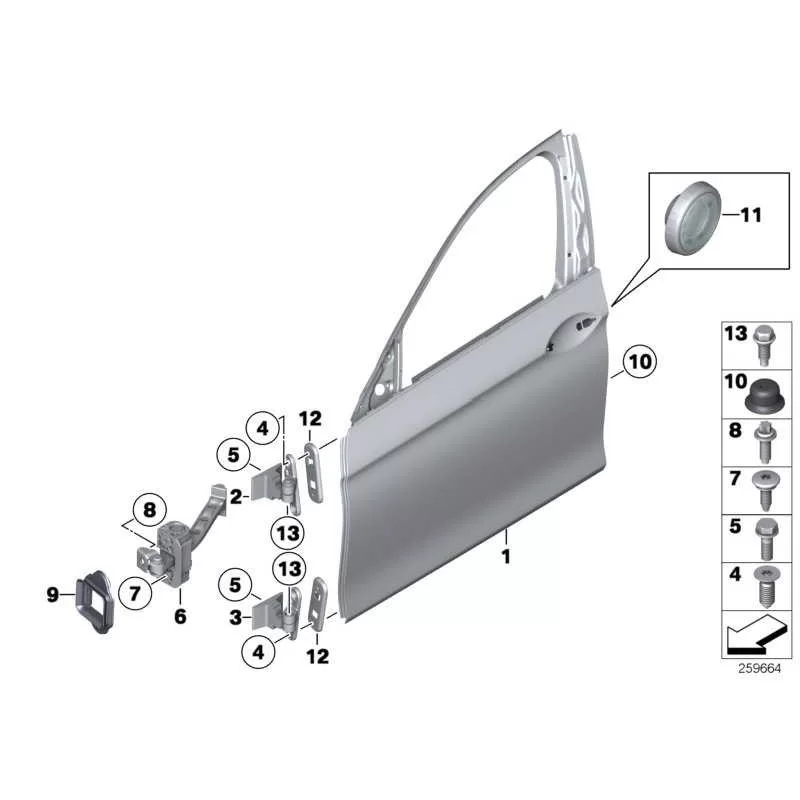 Genuine BMW Door front left (41007206107)