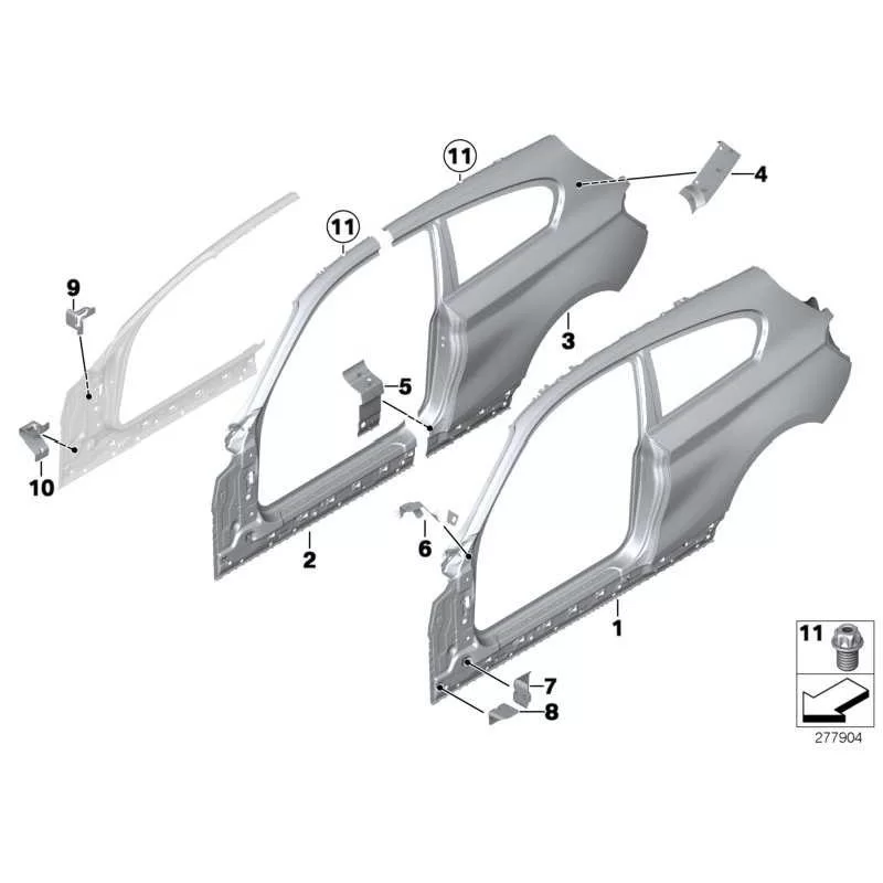 Genuine BMW LEFT REAR SIDE PANEL (41007298163)