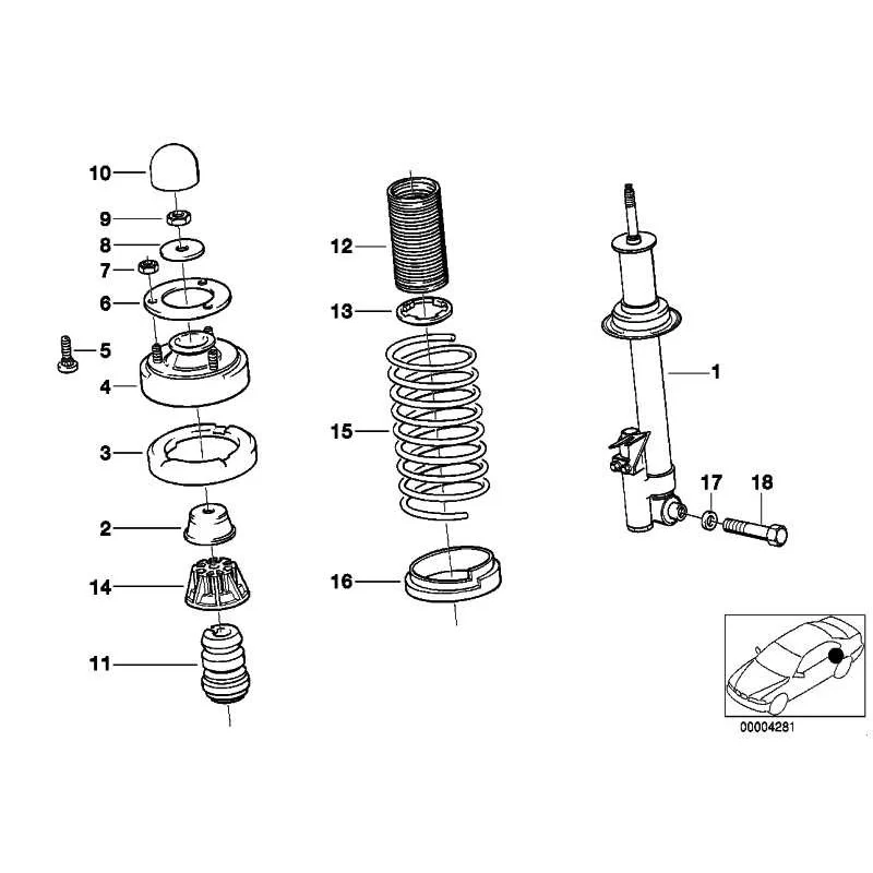 Genuine BMW REAR LEFT SPRING STRUT (37122226245)