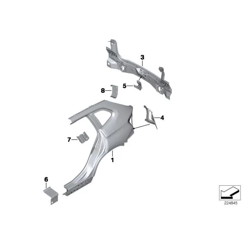 Genuine BMW LEFT REAR SIDE PANEL (41002993127)