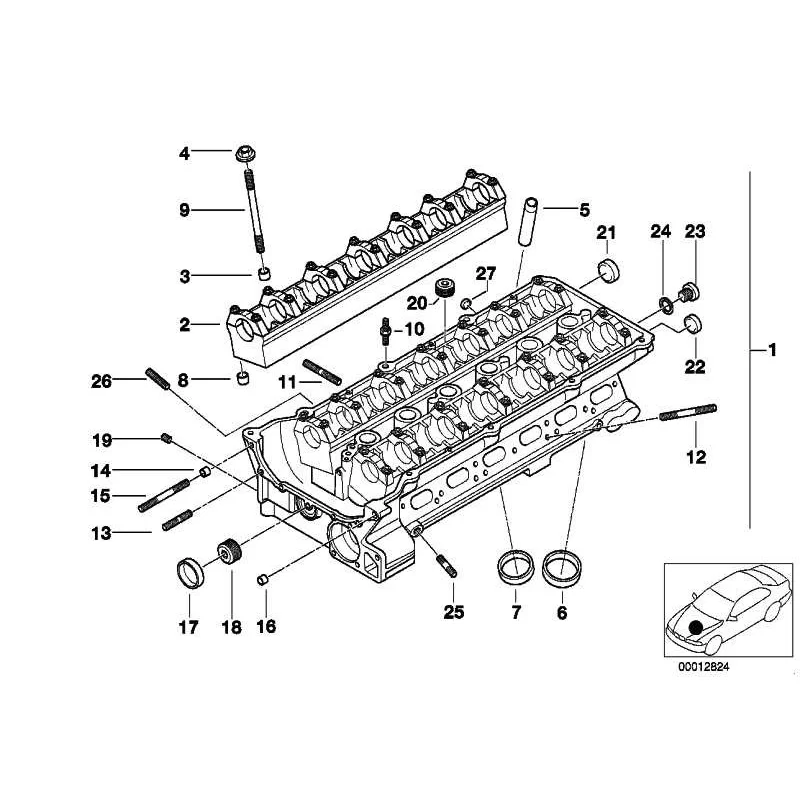 Genuine BMW Cylinder head with bearing ledges (11127514540)