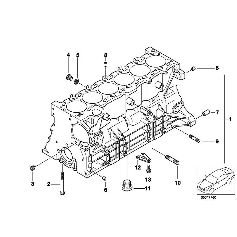 Genuine BMW Engine block with piston (11111711041)
