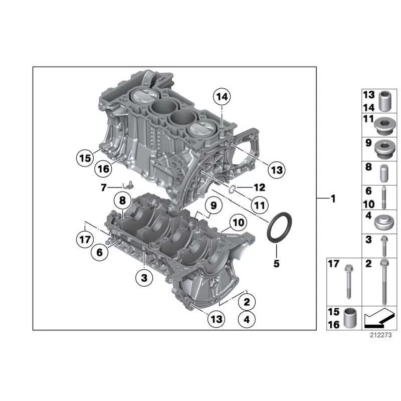 Genuine Mini ENGINE BLOCK WITH CRANKGEAR (11112305114)