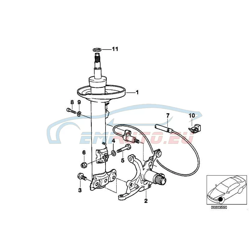 Genuine BMW LEFT FRONT SPRING STRUT (31311092483)
