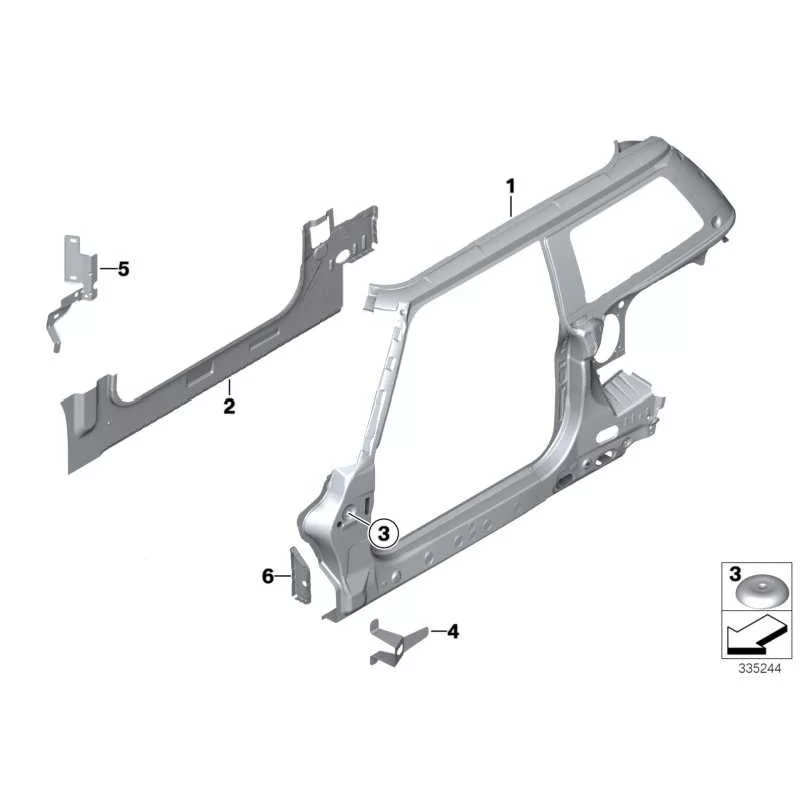 Genuine Mini Side frame, exterior, left (41002755065)