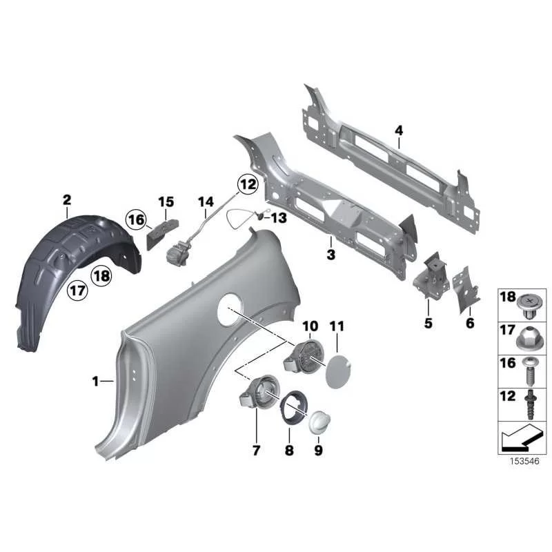 Genuine Mini RIGHT REAR SIDE PANEL (41007230554)