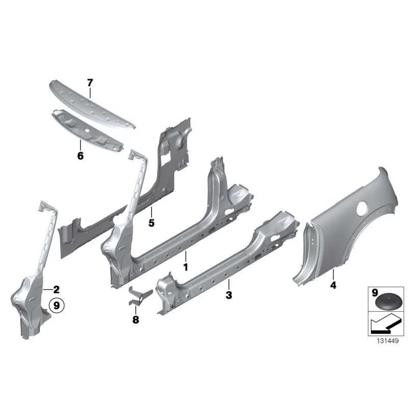 Genuine Mini LEFT REAR SIDE PANEL (41357142107)