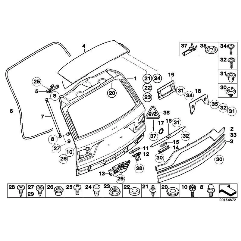 Genuine BMW Trunk lid (41003452197)