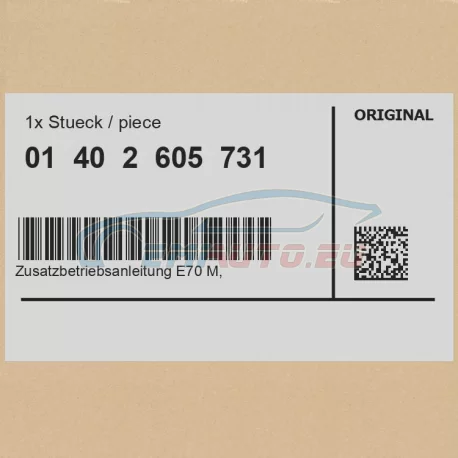 Genuine BMW Supplementary Owner Manual E70 M, E71 M (01402605731)