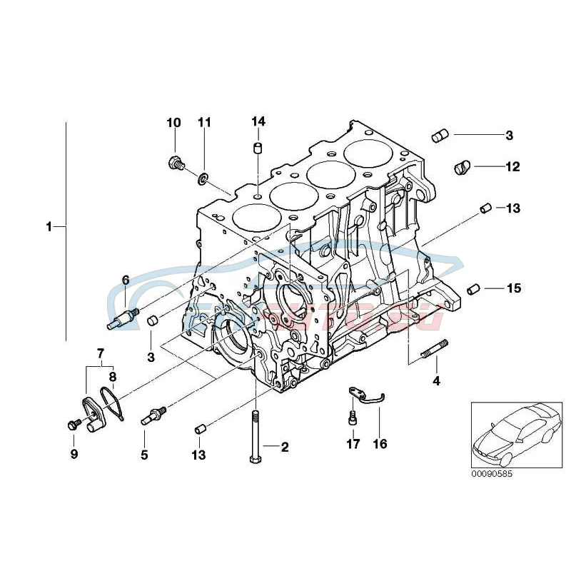 Genuine BMW Engine block with piston (11110399661)