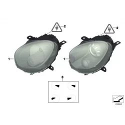 Genuine Mini Left headlight, white turn indicator (63129801031)