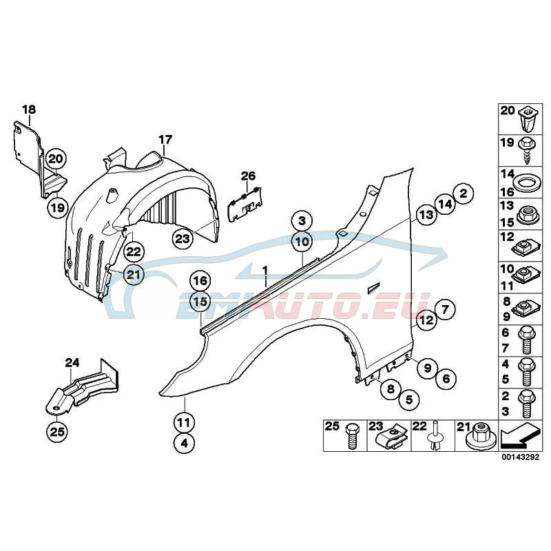Genuine BMW Side panel, front right (41357111430)