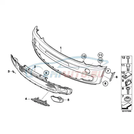 Genuine Mini Grid, bumper front (51117182623) -- Worldwide delivery