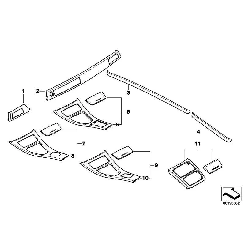 Genuine BMW Decor panel for centre console (51167967799)