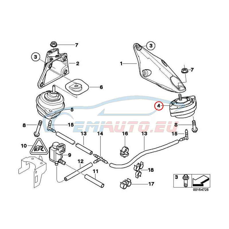 Genuine BMW Engine mount, left (22113414583)