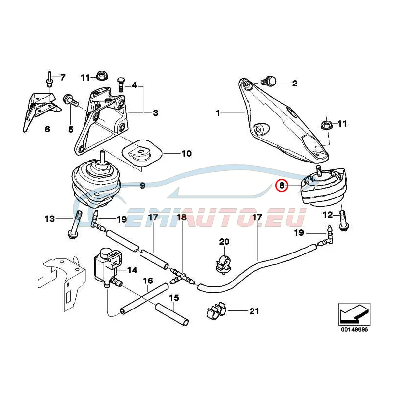 Genuine BMW Engine mount, left (22113421297)