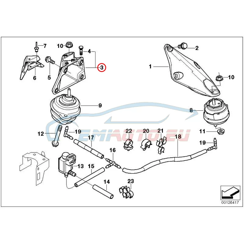 Genuine BMW ENGINE SUPPORT RIGHT (22116765193)