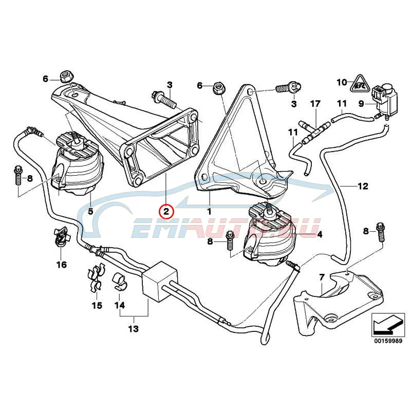Genuine BMW Engine supporting bracket, right (22116770632)