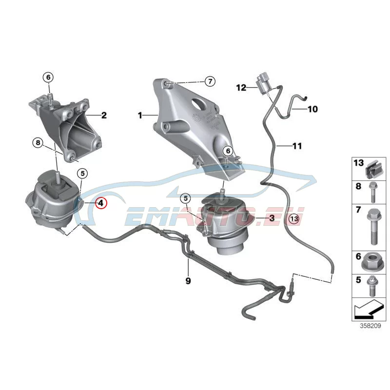 Genuine BMW Engine mount, right (22116853090)