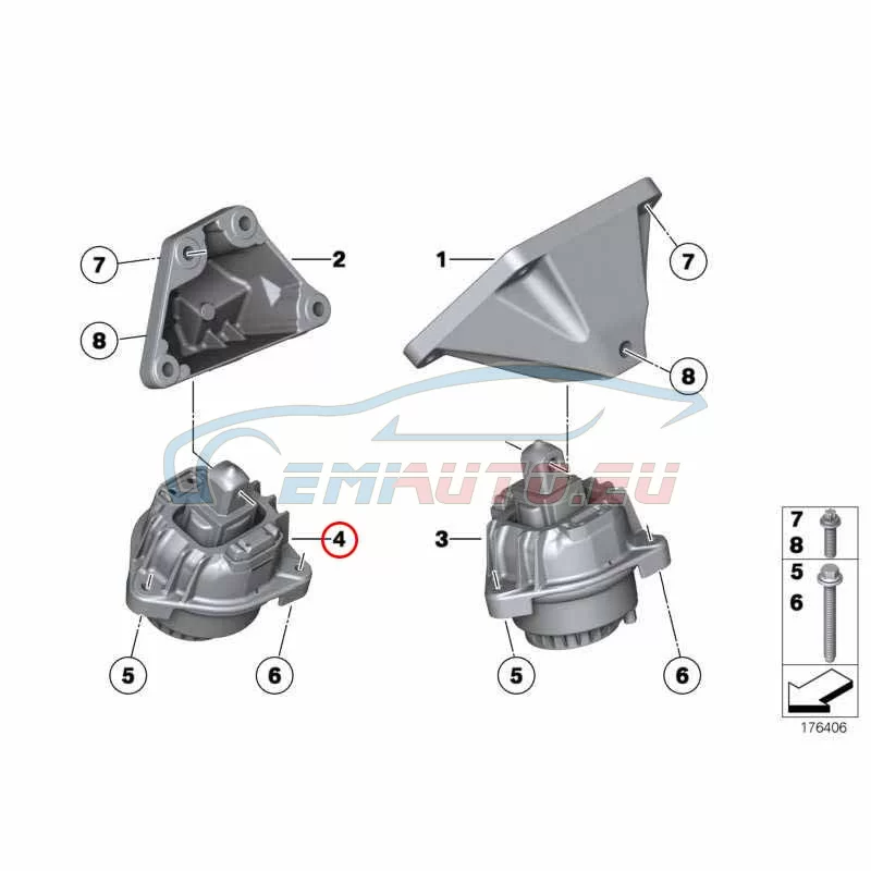 Genuine BMW Engine mount, right (22117935144)