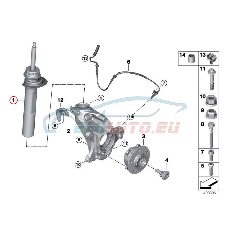 Genuine BMW Left front spring strut (31306887331)