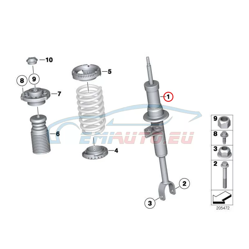 Original BMW Federbein vorn rechts (31316783976)