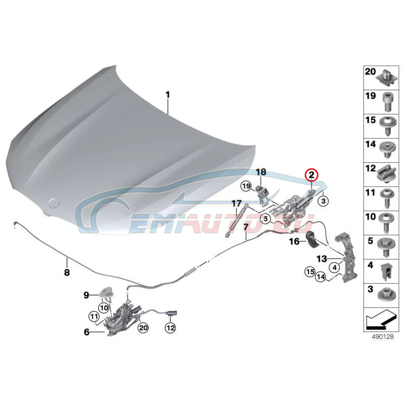 Genuine BMW Right engine hood hinge (41007427052)
