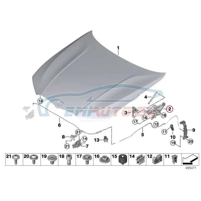 Genuine BMW Left engine hood hinge (41008494431)
