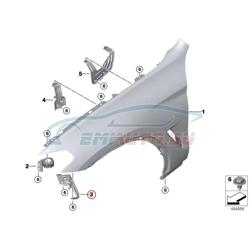 Genuine BMW Bracket, side panel, bottom left (41357475797)