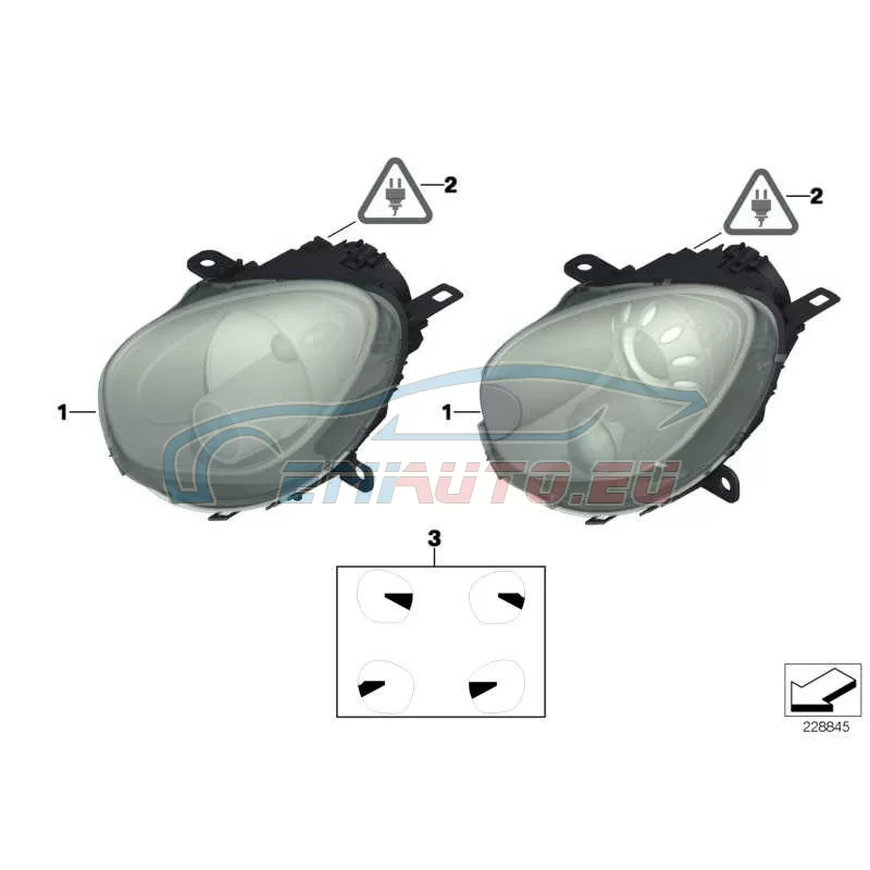 Genuine Mini Left headlight, white turn indicator (63129801027)