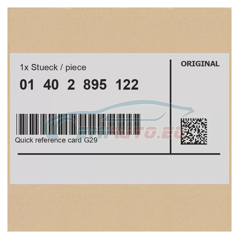 Original BMW 01402895122 - Quick Reference Card G29