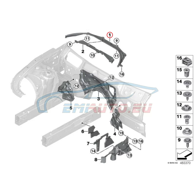 Genuine BMW Firewall, upper section (51717340207)