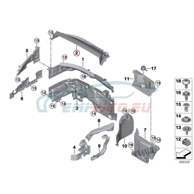 Genuine BMW Bulkhead, upper section, front (51717290716)
