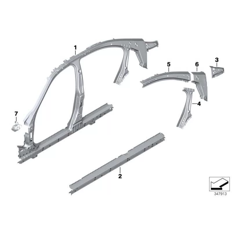 Genuine BMW Side frame, middle left (41217297963)