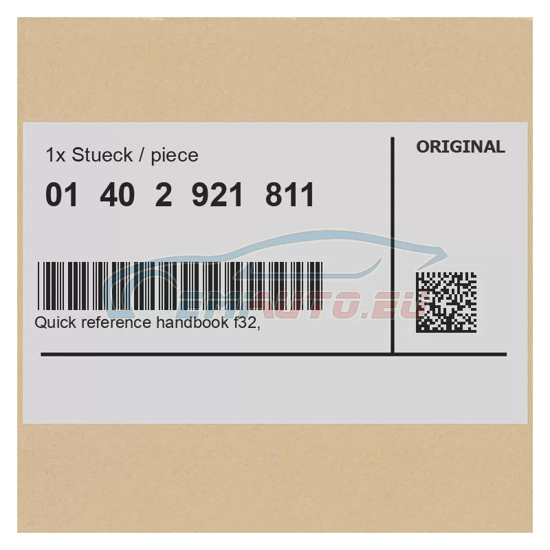 Genuine BMW 01402921811 - Quick Reference Guide F32, F33